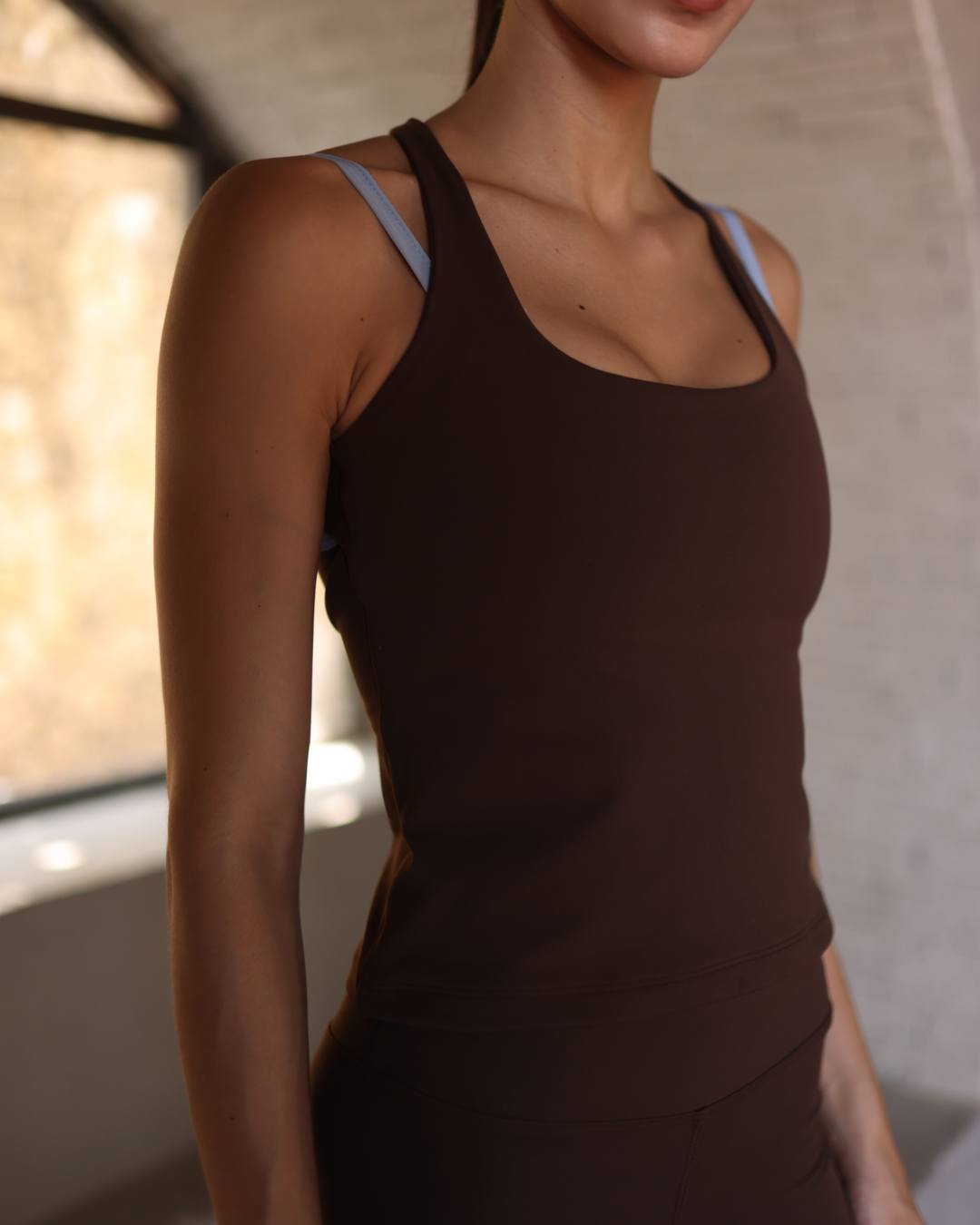 Seamless Racer Tank Dark Chocolate