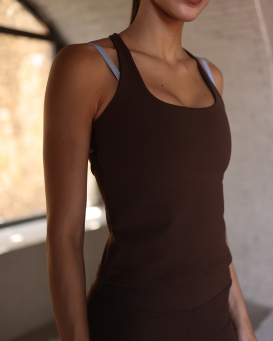 Seamless Racer Tank Dark Chocolate